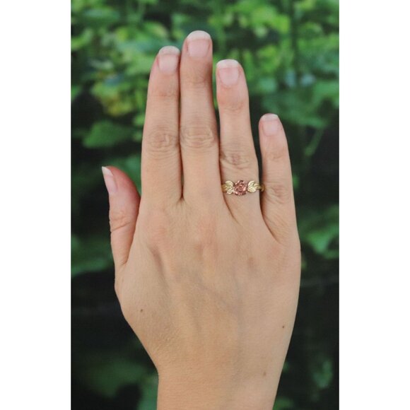 10k Yellow Gold & Rose Gold Flower Rose Leaf Ring Size 7 1/2 - Picture 2 of 7